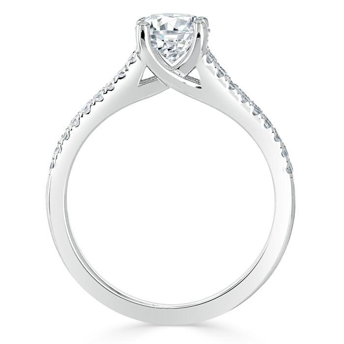 Cushion Cut Lab Diamond Engagement Ring, Split Shank