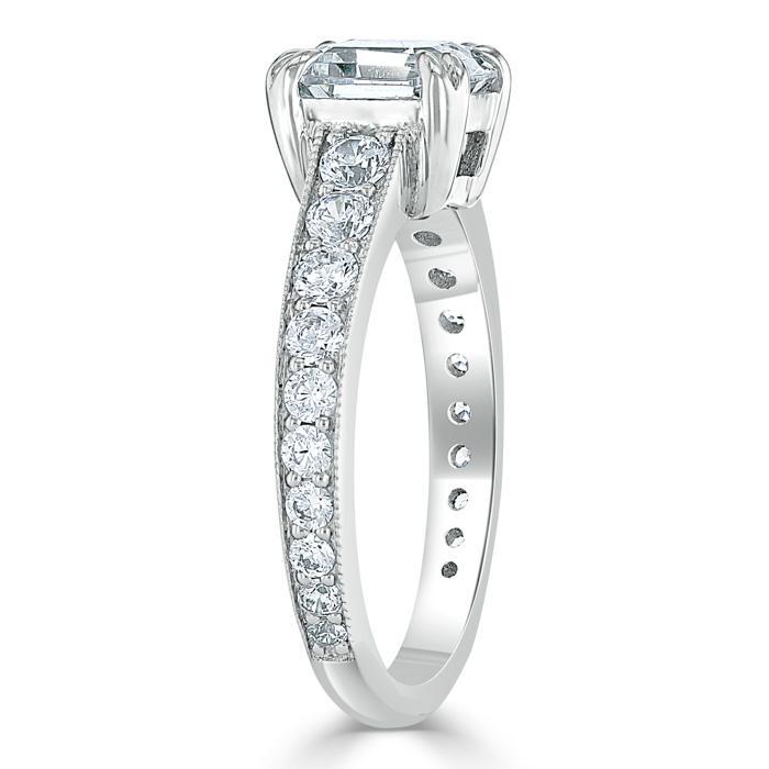 Cushion Cut Lab Diamond Engagement Ring, Tiffany Style