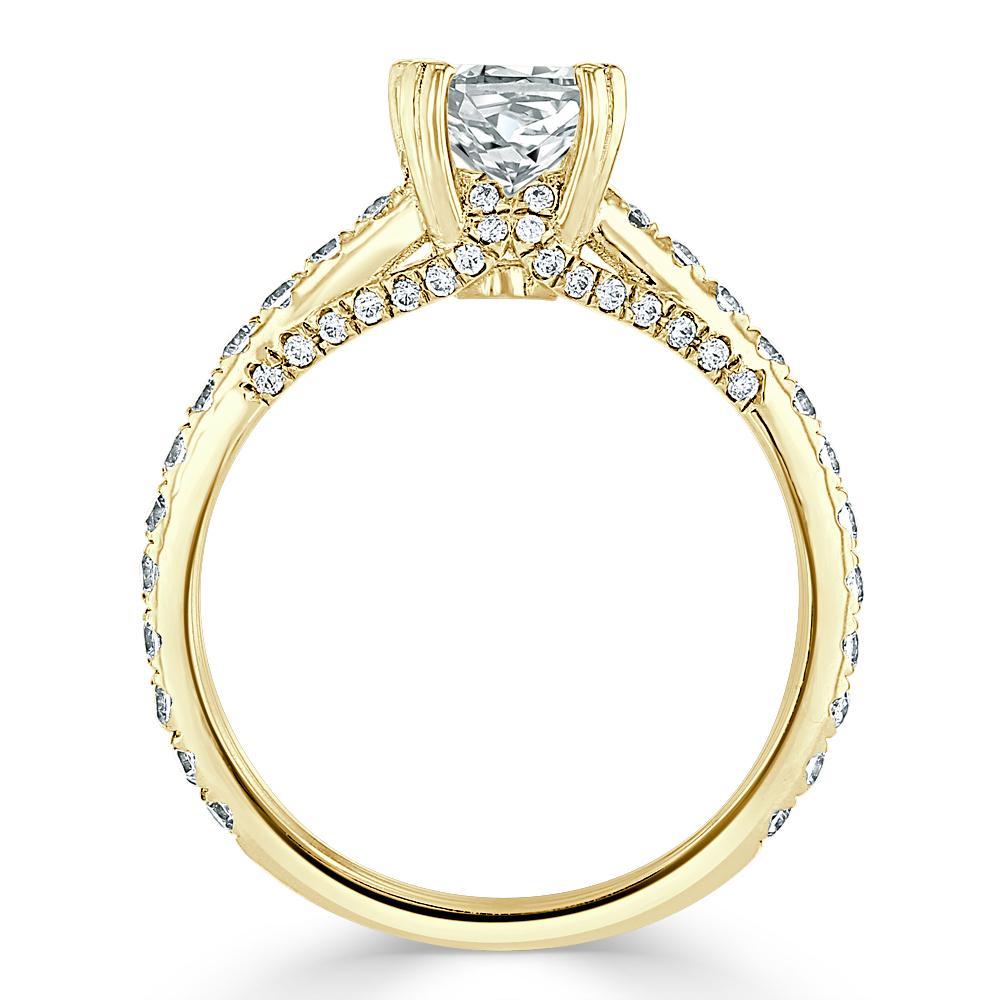 Cushion Cut Lab Diamond Engagement Ring, Tiffany Style