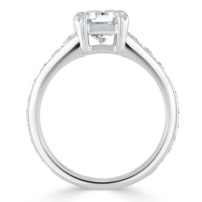Cushion Cut Lab Diamond Engagement Ring, Tiffany Style