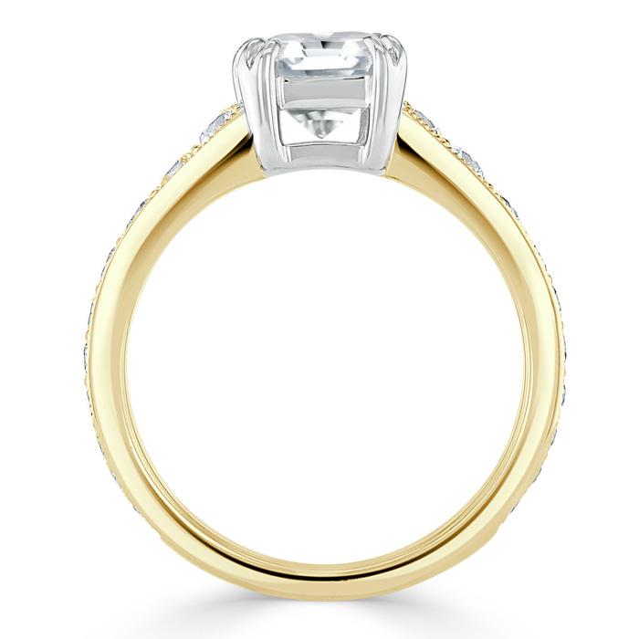 Cushion Cut Lab Diamond Engagement Ring, Tiffany Style
