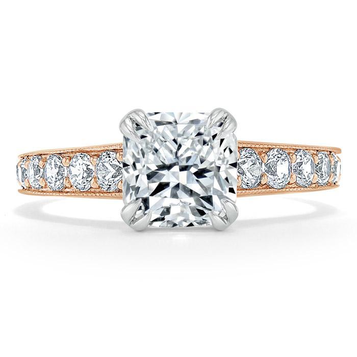 Cushion Cut Lab Diamond Engagement Ring, Tiffany Style