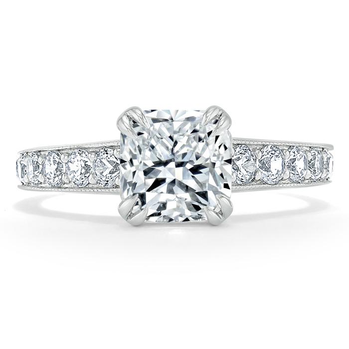 Cushion Cut Lab Diamond Engagement Ring, Tiffany Style