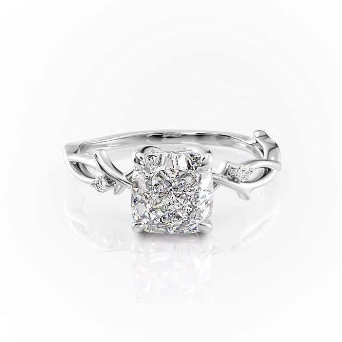 Cushion Cut Lab Diamond Engagement Ring, Twig Design