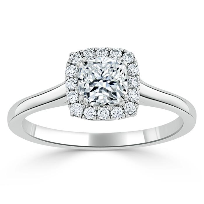 Cushion Cut Lab Diamond Halo Engagement Ring