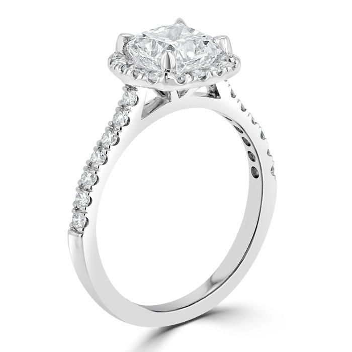 Cushion Cut Lab Diamond Halo Engagement Ring, Tiffany Design