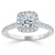 Cushion Cut Lab Diamond Halo Engagement Ring, Tiffany Style