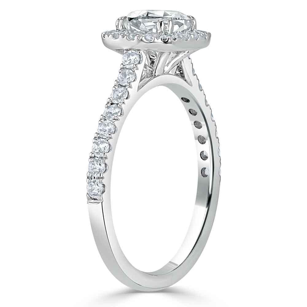 Cushion Cut Lab Diamond Halo Engagement Ring, Tiffany Style