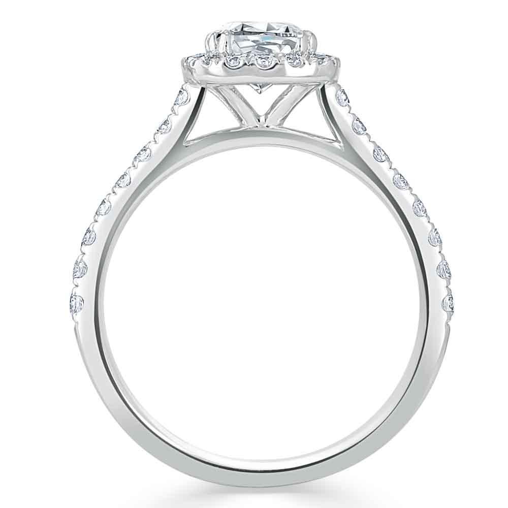 Cushion Cut Lab Diamond Halo Engagement Ring, Tiffany Style