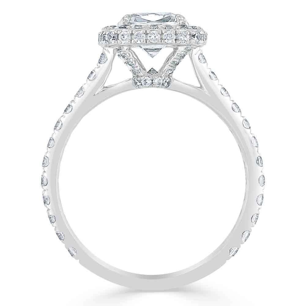 Cushion Cut Lab Diamond Halo Engagement Ring, Tiffany Style
