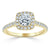 Cushion Cut Lab Diamond Halo Engagement Ring, Tiffany Style