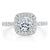 Cushion Cut Lab Diamond Halo Engagement Ring, Tiffany Style
