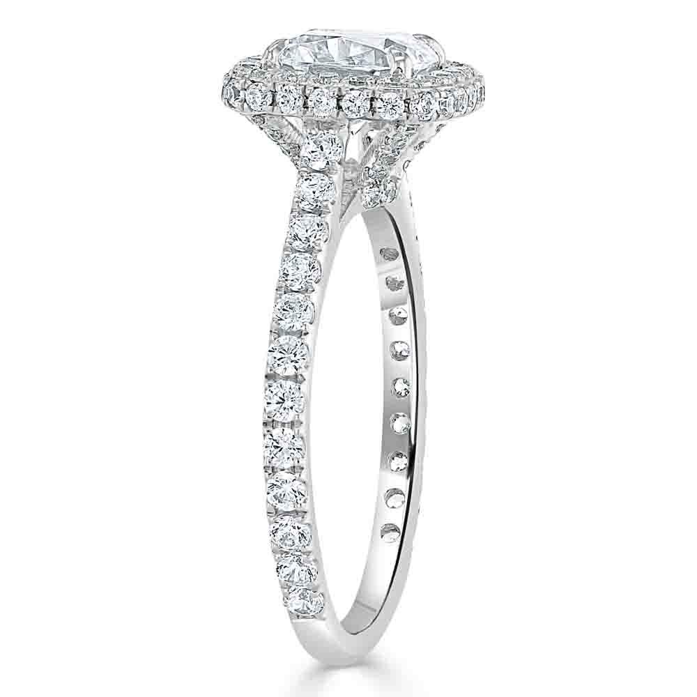Cushion Cut Lab Diamond Halo Engagement Ring, Tiffany Style