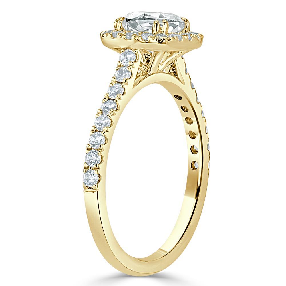 Cushion Cut Lab Diamond Halo Engagement Ring, Tiffany Style