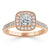 Cushion Cut Lab Diamond Halo Engagement Ring, Tiffany Style