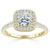 Cushion Cut Lab Diamond Halo Engagement Ring, Tiffany Style