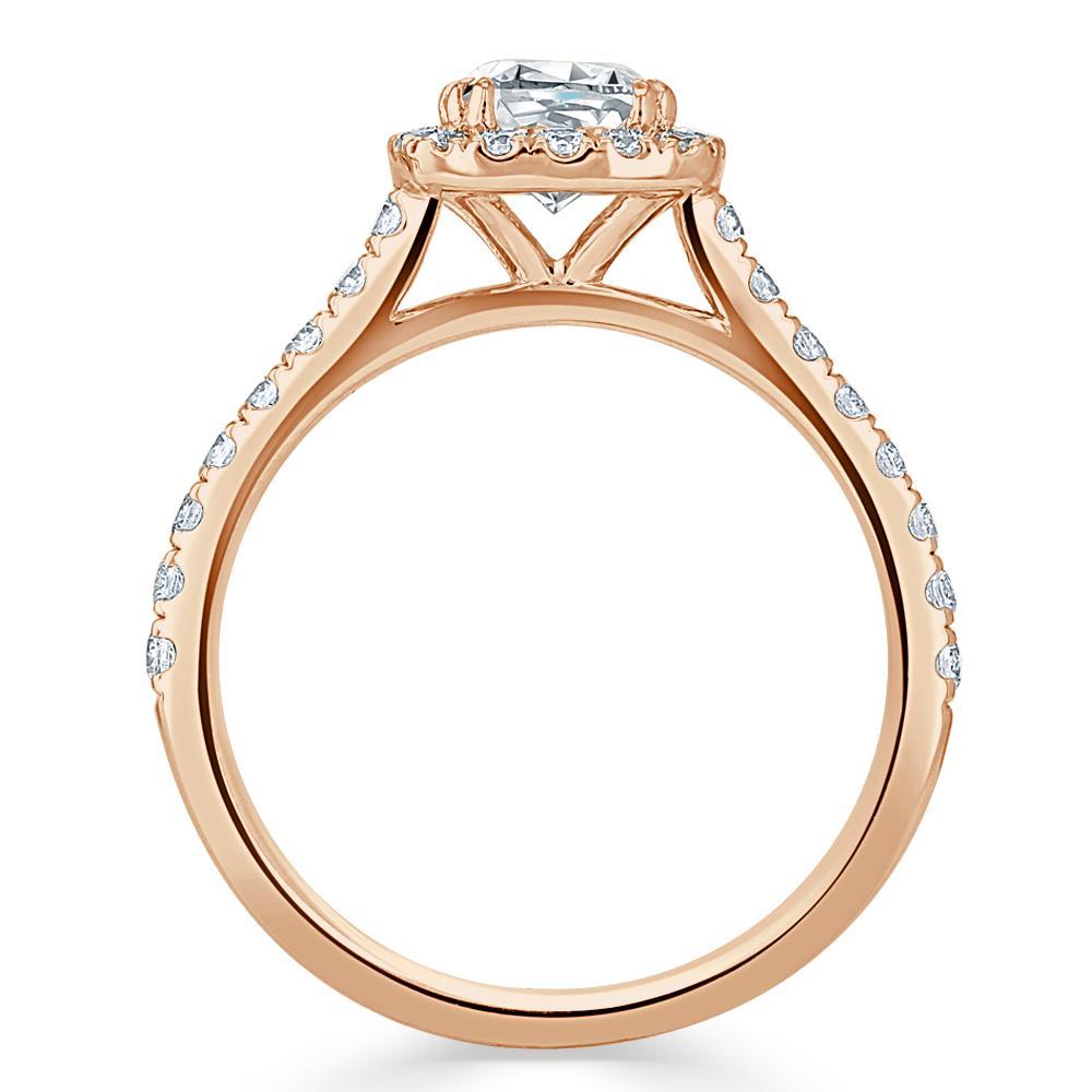 Cushion Cut Lab Diamond Halo Engagement Ring, Tiffany Style