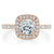Cushion Cut Lab Diamond Halo Engagement Ring, Tiffany Style