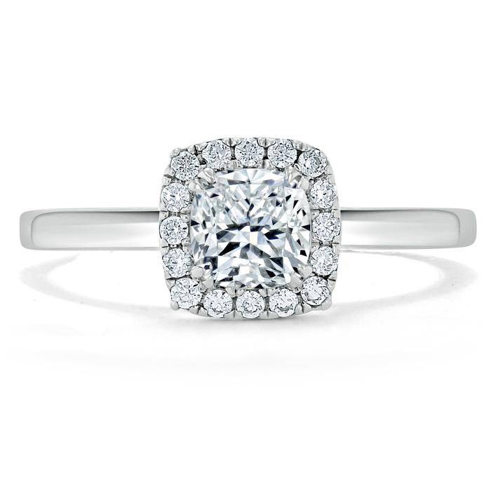 Cushion Cut Lab Diamond Halo Engagement Ring
