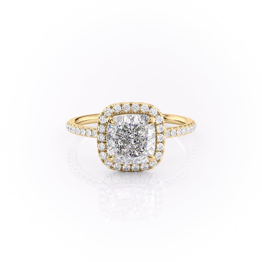 Cushion Cut Lab Diamond Ring, Classic Halo Design