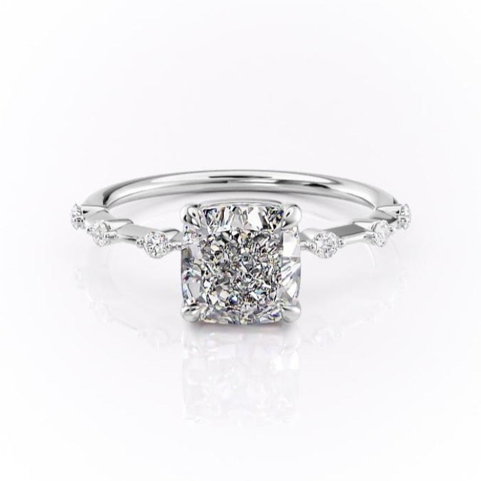 Cushion Cut Lab Diamond Ring, Delicate Vintage Style