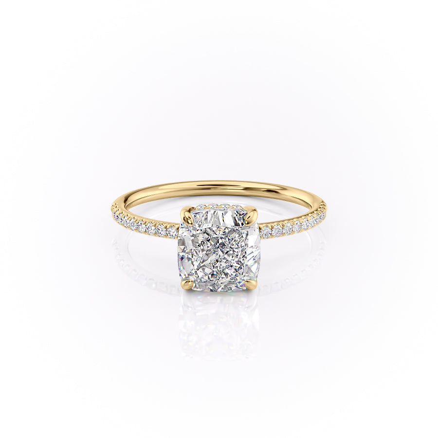 Cushion Cut Lab Diamond Ring With Hidden Halo