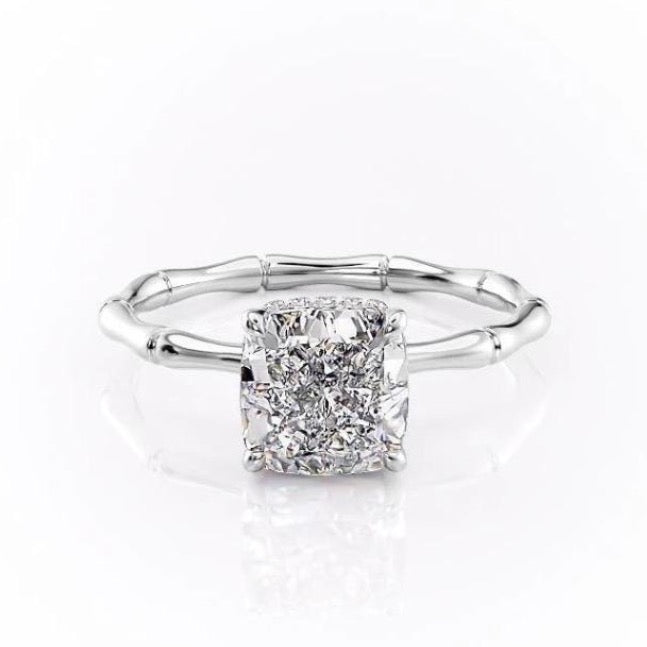 Cushion Cut Lab Diamond Ring With Hidden Halo