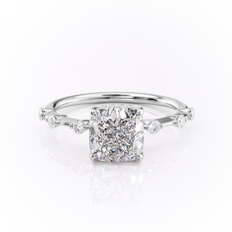 Cushion Cut Lab Diamond With Stone Set Shoulders