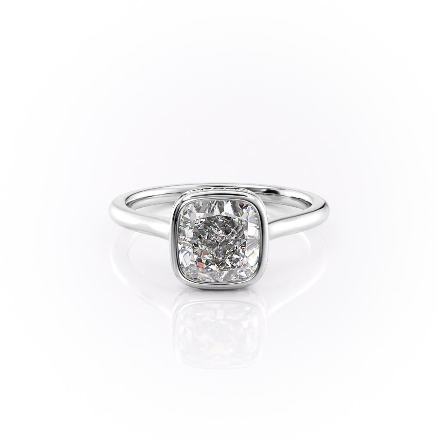 Cushion Cut Rubover Lab Diamond With Hidden Halo