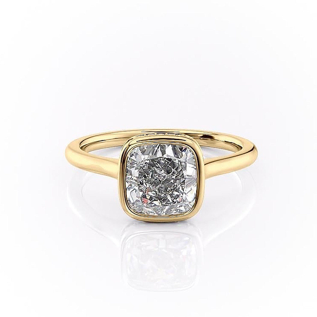 Cushion Cut Rubover Lab Diamond With Hidden Halo