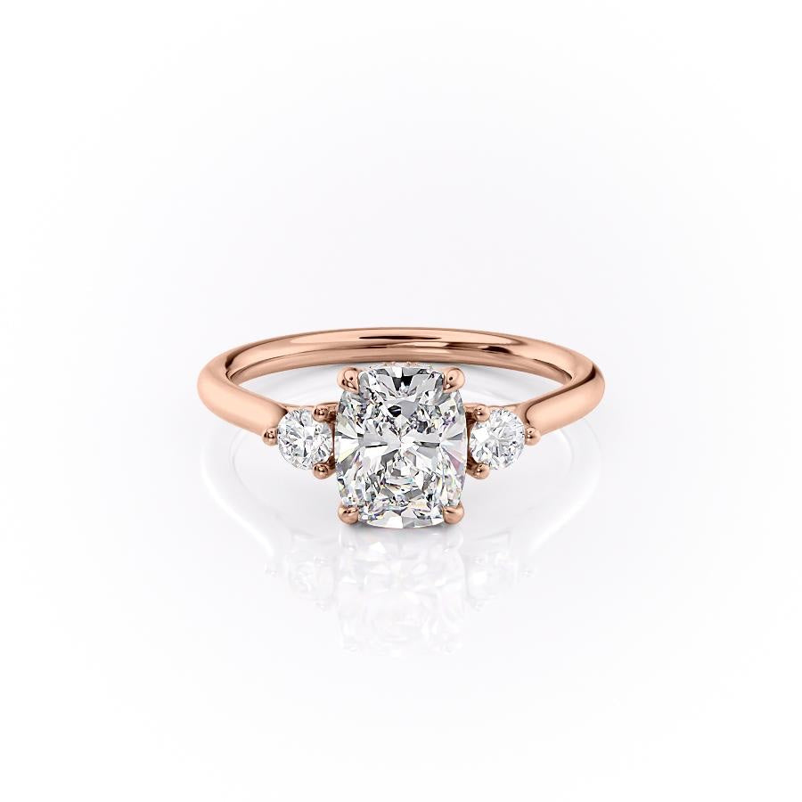 Elongated Cushion Cut Lab Diamond 3 Stone Ring