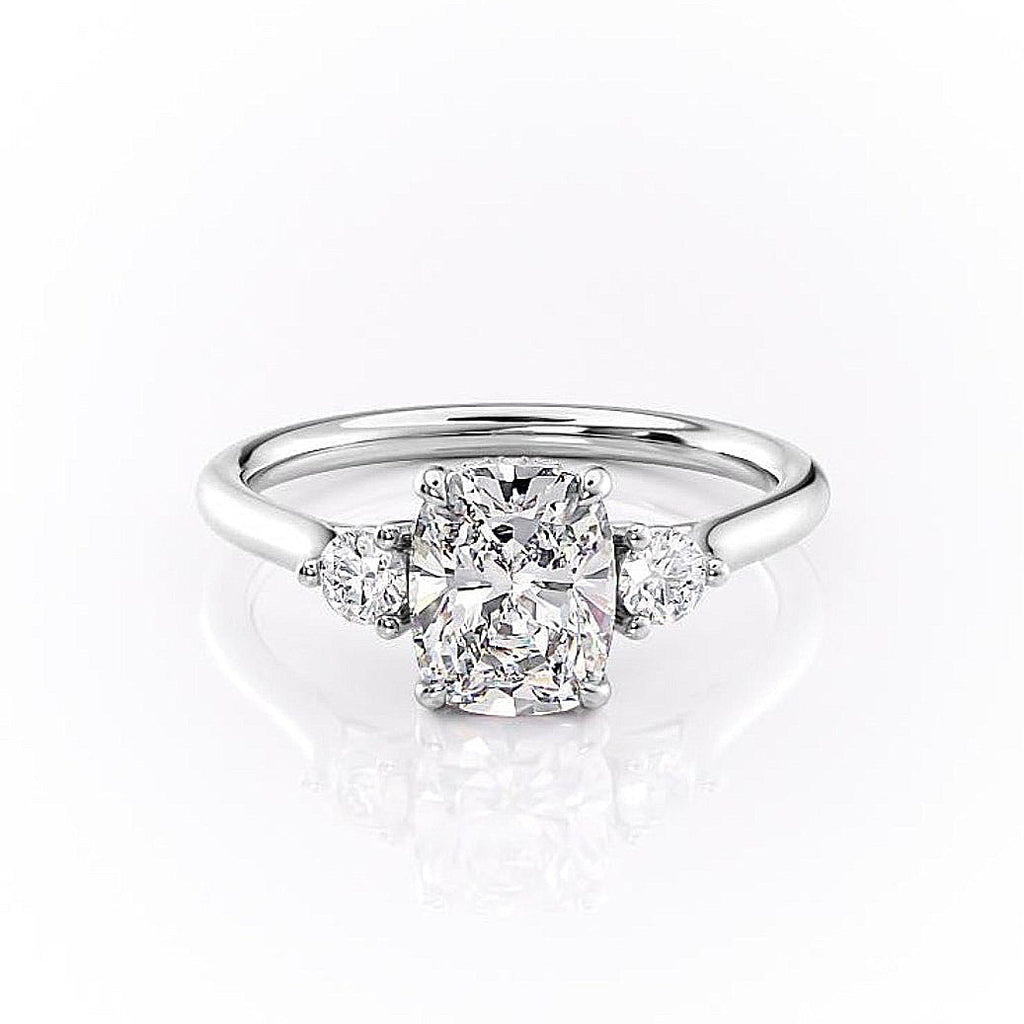 Elongated Cushion Cut Lab Diamond 3 Stone Ring