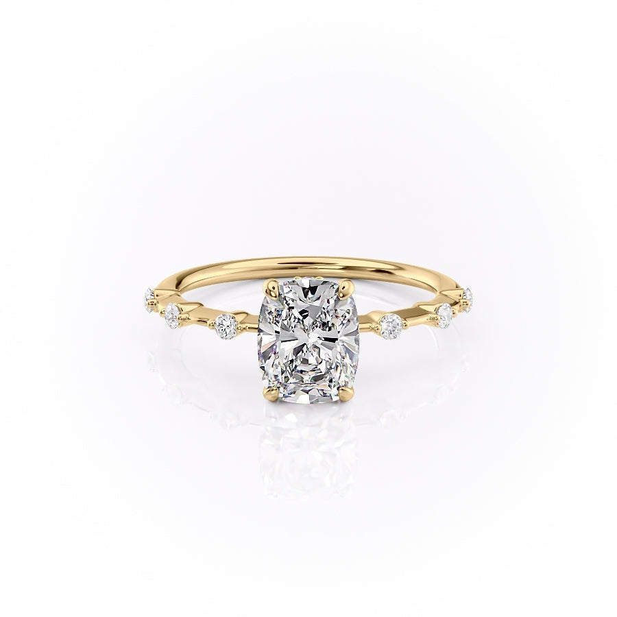 Elongated Cushion Cut Lab Diamond Ring - Delicate Vintage Style