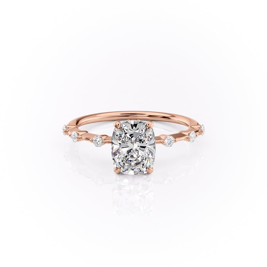 Elongated Cushion Cut Lab Diamond Ring - Delicate Vintage Style