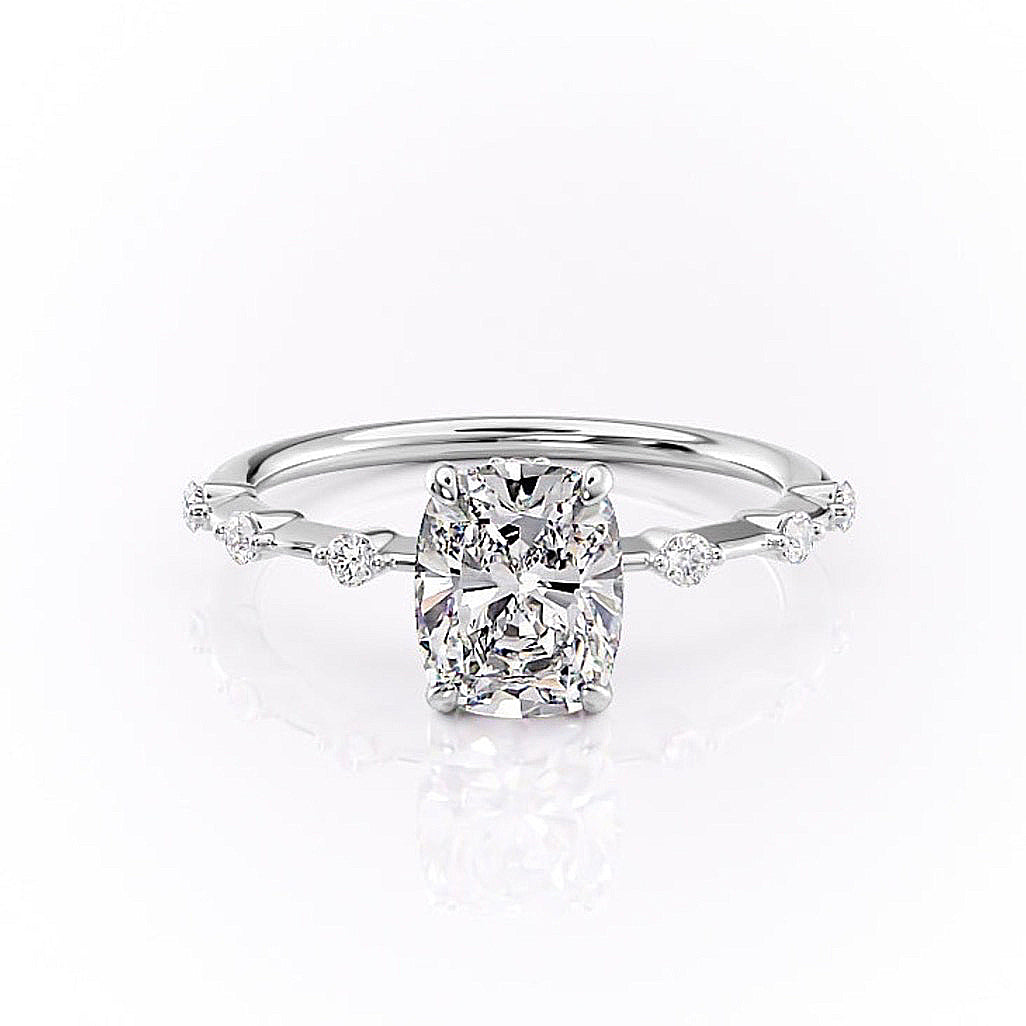 Elongated Cushion Cut Lab Diamond Ring - Delicate Vintage Style