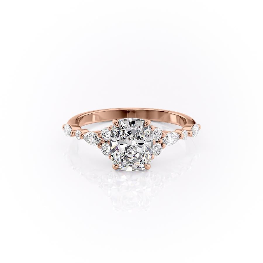 Elongated Cushion Cut Lab Diamond Shoulder Set Ring Vintage Design