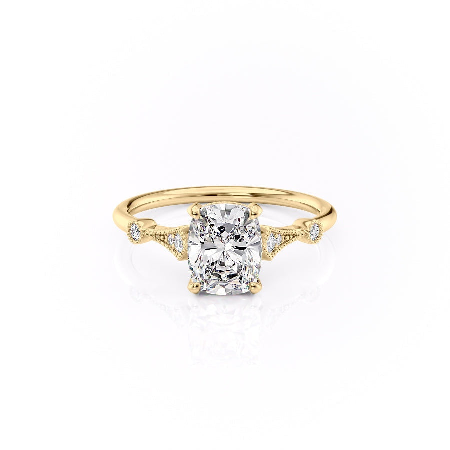 Elongated Cushion Cut Lab Diamond Vintage Design