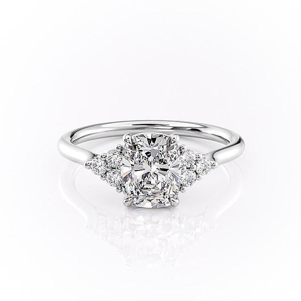 Elongated Cushion Cut Lab Diamond With Side Stones