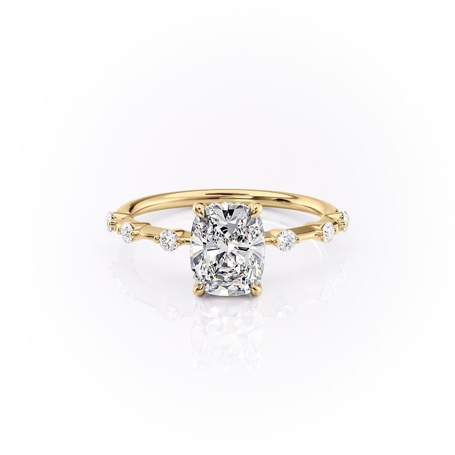 Elongated Cushion Cut Lab Diamond With Stone Set Shoulders