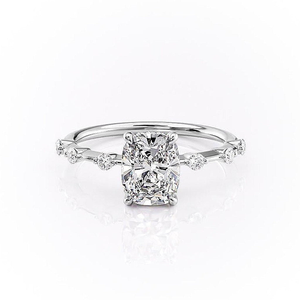 Elongated Cushion Cut Lab Diamond With Stone Set Shoulders