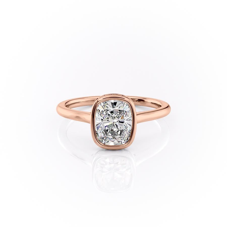 Elongated Cushion Cut Rubover Lab Diamond With Hidden Halo