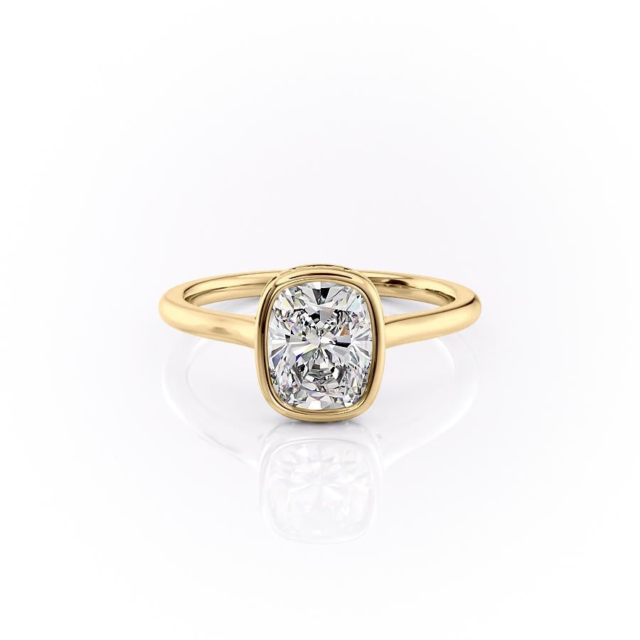 Elongated Cushion Cut Rubover Lab Diamond With Hidden Halo