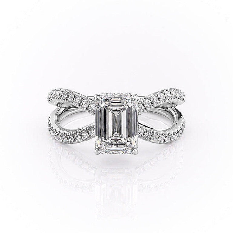 Emerald Cut Lab Diamond Criss-Cross Design