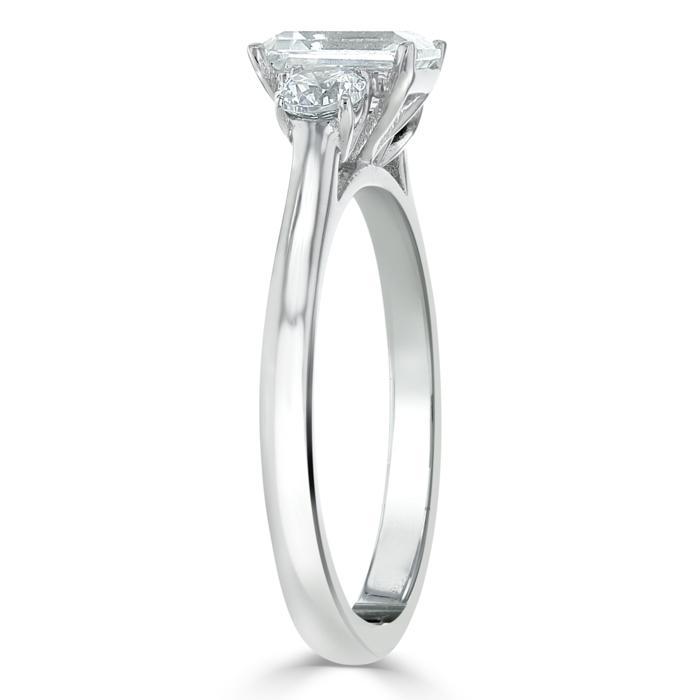 Emerald Cut Lab Diamond Engagement Ring, Classic 3 Stone