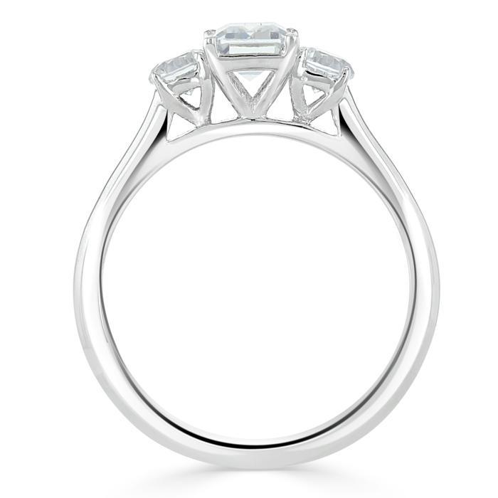Emerald Cut Lab Diamond Engagement Ring, Classic 3 Stone
