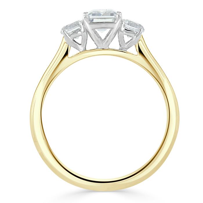 Emerald Cut Lab Diamond Engagement Ring, Classic 3 Stone