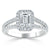Emerald Cut Lab Diamond Engagement Ring, Classic Halo with Split Shank