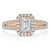 Emerald Cut Lab Diamond Engagement Ring, Classic Halo with Split Shank