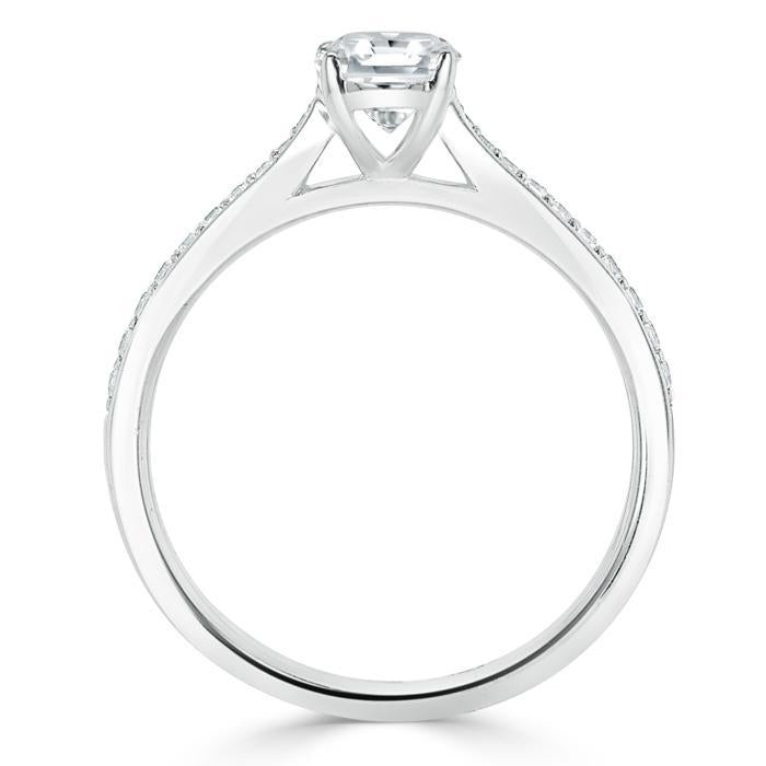 Emerald Cut Lab Diamond Engagement Ring, Classic Style