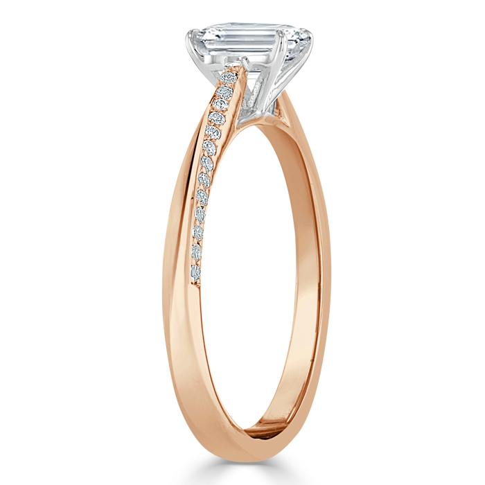 Emerald Cut Lab Diamond Engagement Ring, Classic Style